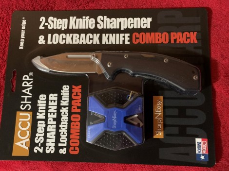 AccuSharp Blue 2-Step Sharpener & Lockback Knife Combo 